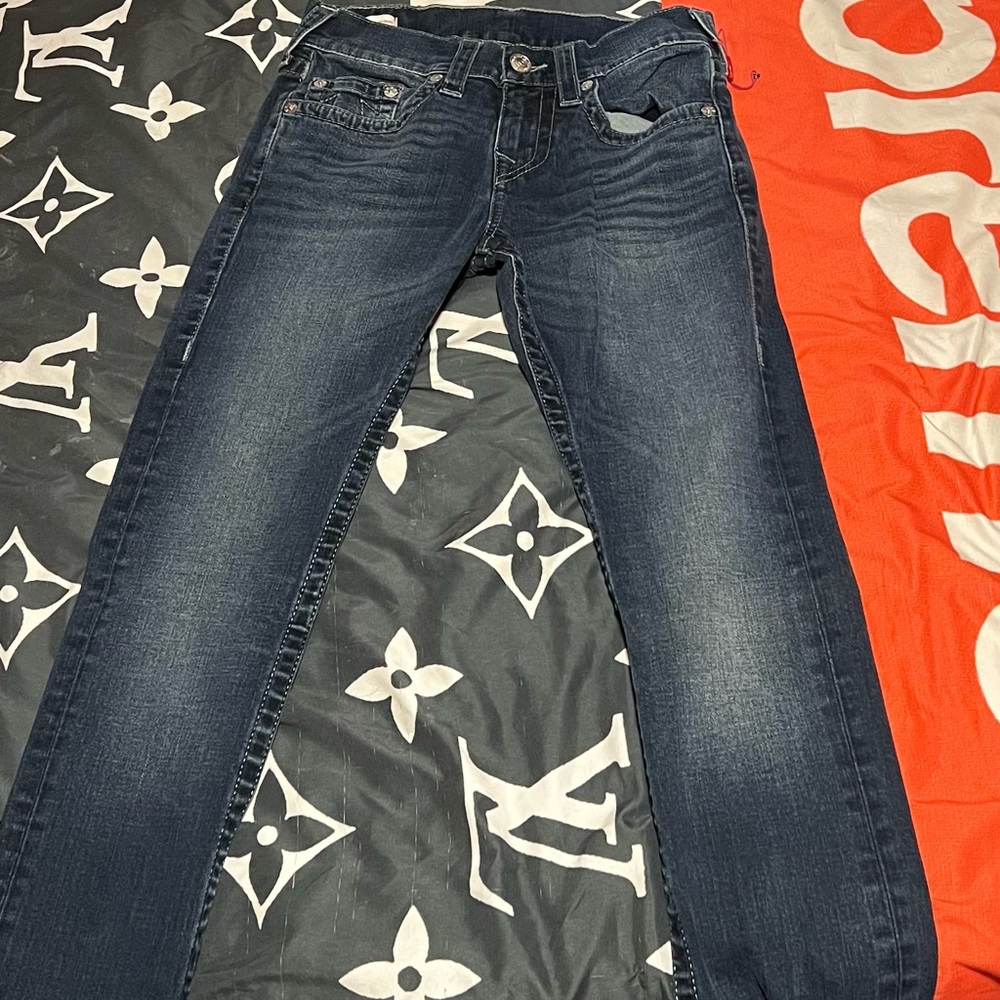 Mens dark blue true religion jeans